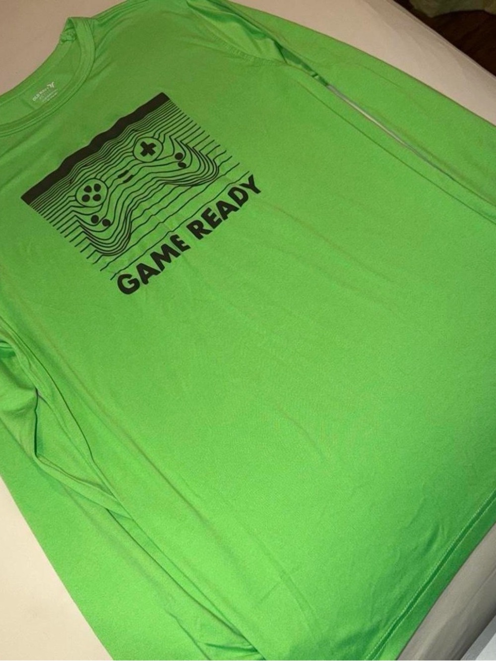 Old Navy Bright Green "Game Ready" Long Sleeve Tee